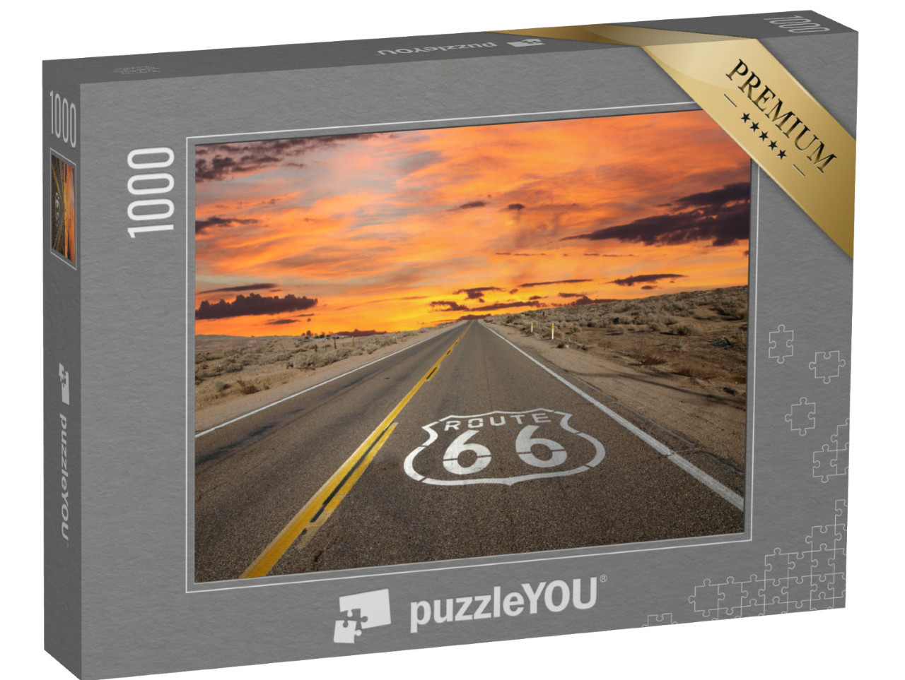 puzzle 1000 dílků „Dopravní značky Route 66, Mohavská poušť“