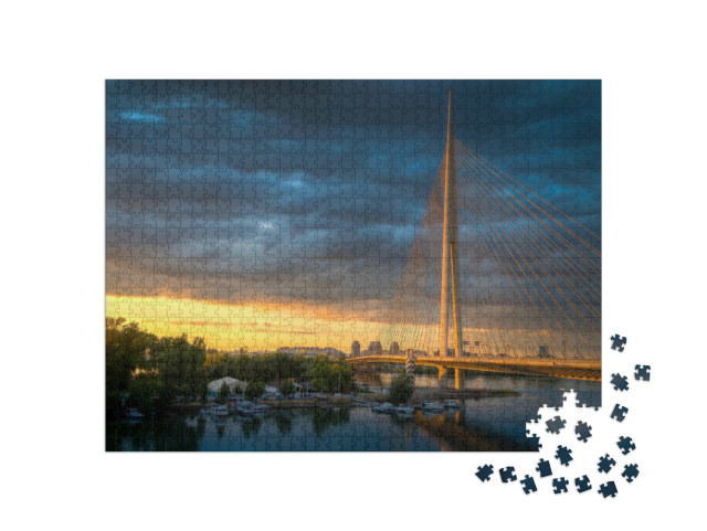 puzzle 1000 dílků „Visutý most v Bělehradě - Most na Adi“
