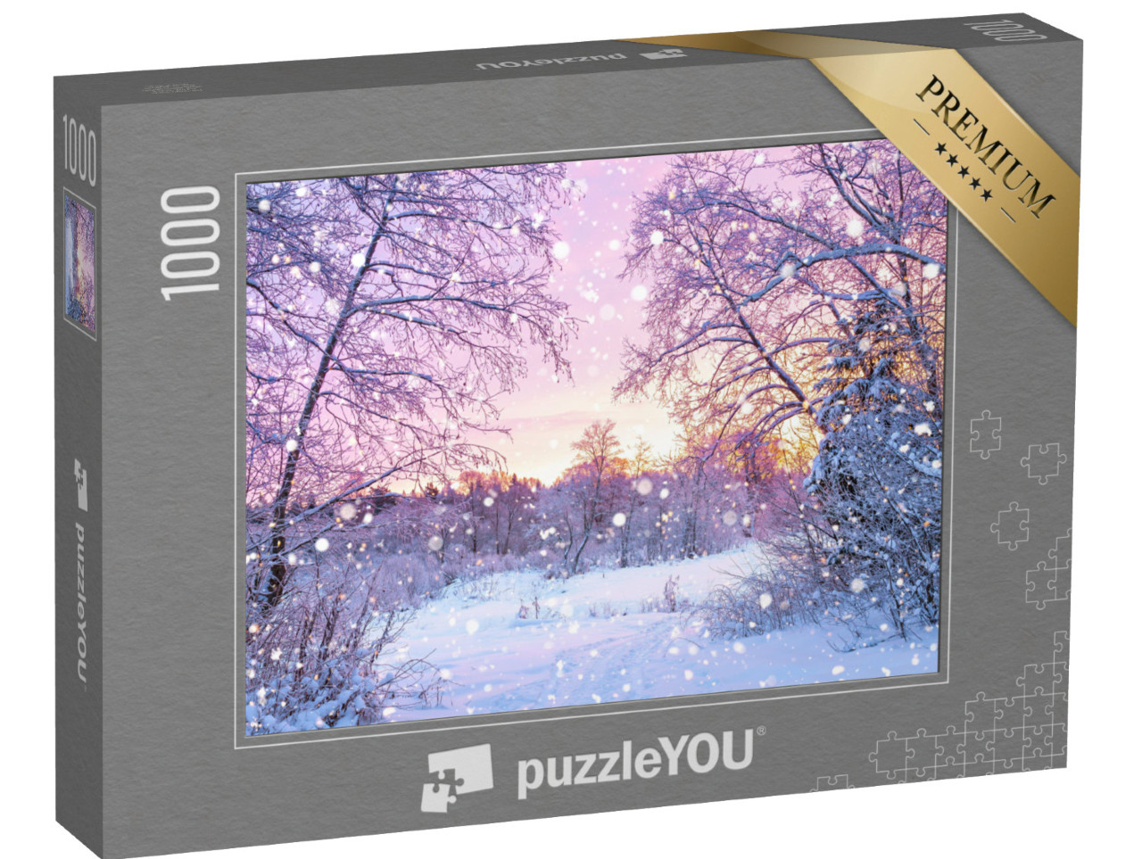 puzzle 1000 dílků „Svítání v zimním lese“