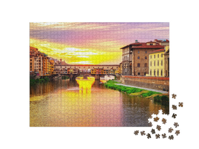puzzle 1000 dílků „Krajina Florencie s Ponte Vecchio, Itálie“