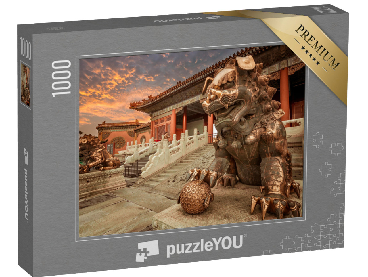 puzzle 1000 dílků „Bronzový lev v Zakázaném městě, Peking, Čína“