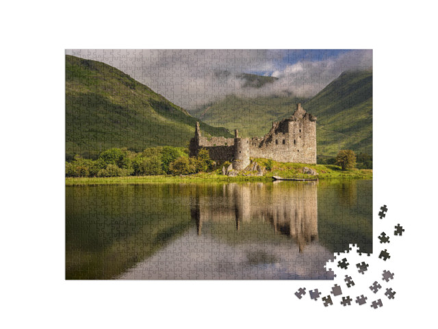 puzzle 1000 dílků „Odraz hradu Kilchurn v jezeře Loch Awe, Skotská vysočina, Skotsko“