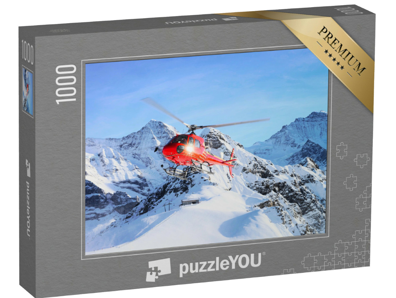 puzzle 1000 dílků „Záchranářský vrtulník ve švýcarských Alpách“