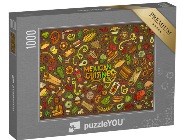 puzzle 1000 dílků „Barevná směs typických mexických symbolů“