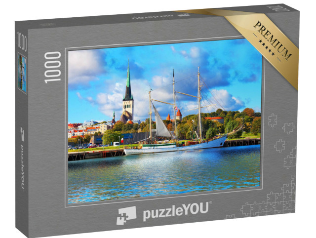 puzzle 1000 dílků „Historická vysoká loď před starým centrem Tallinnu, Estonsko“