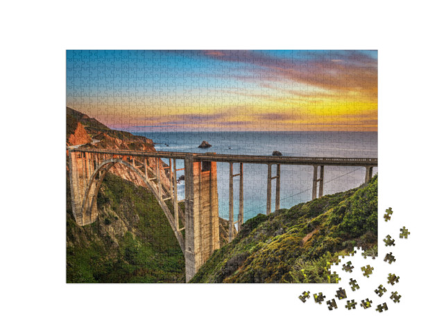 puzzle 1000 dílků „Pacific Coast Highway při západu slunce, Kalifornie, USA“