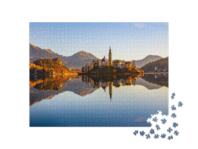 puzzle 1000 dílků „Slovinské jezero na podzim“
