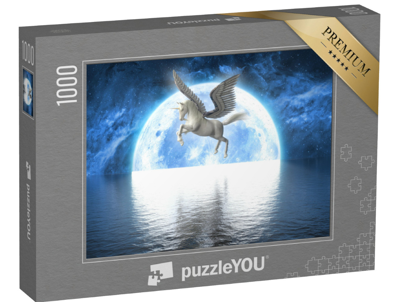 puzzle 1000 dílků „Jednorožec s křídly před úplňkem“