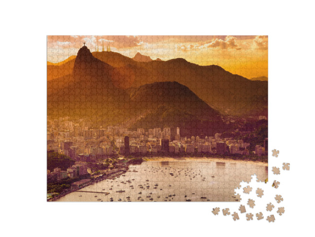 puzzle 1000 dílků „Pohled na večerní Rio De Janeiro, Brazílie“
