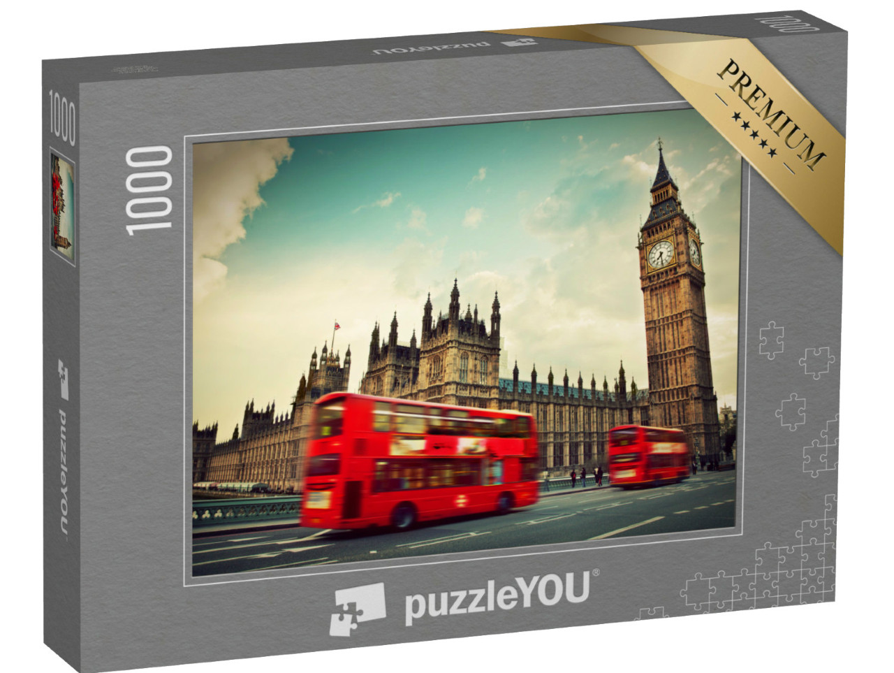 puzzle 1000 dílků „Červené autobusy, Londýn, Anglie“