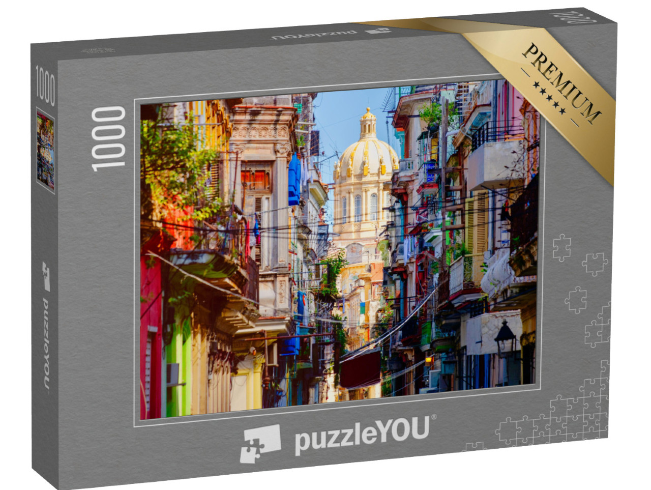 puzzle 1000 dílků „Barevná ulice v Havaně na Kubě“