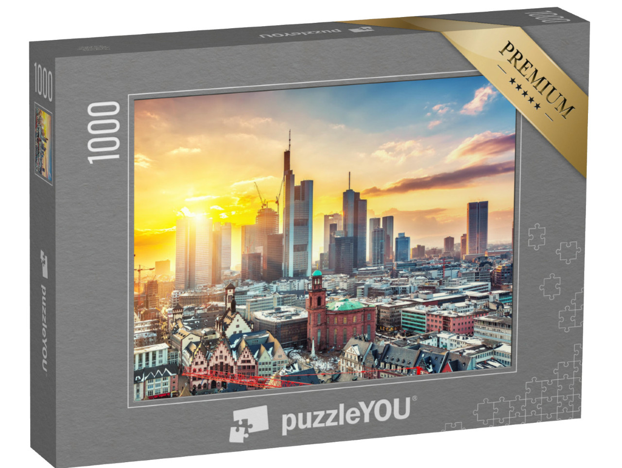 puzzle 1000 dílků „Frankfurt nad Mohanem při západu slunce, Německo“