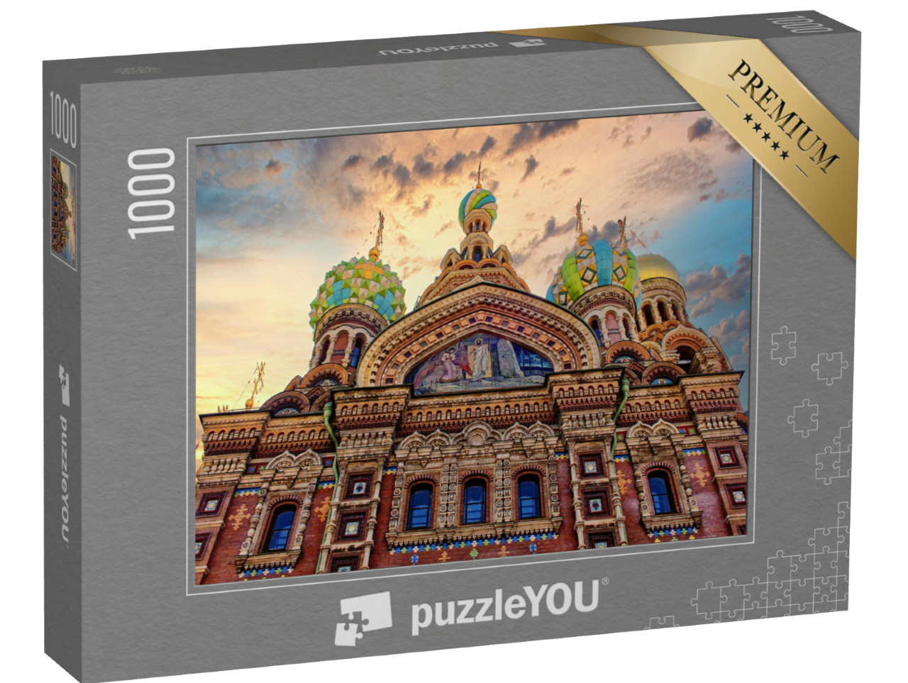 puzzle 1000 dílků „Průčelí chrámu Spasitele, Petrohrad, Rusko“