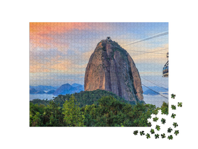 puzzle 1000 dílků „Lanovka a hora Sugarloaf v Riu de Janeiru“
