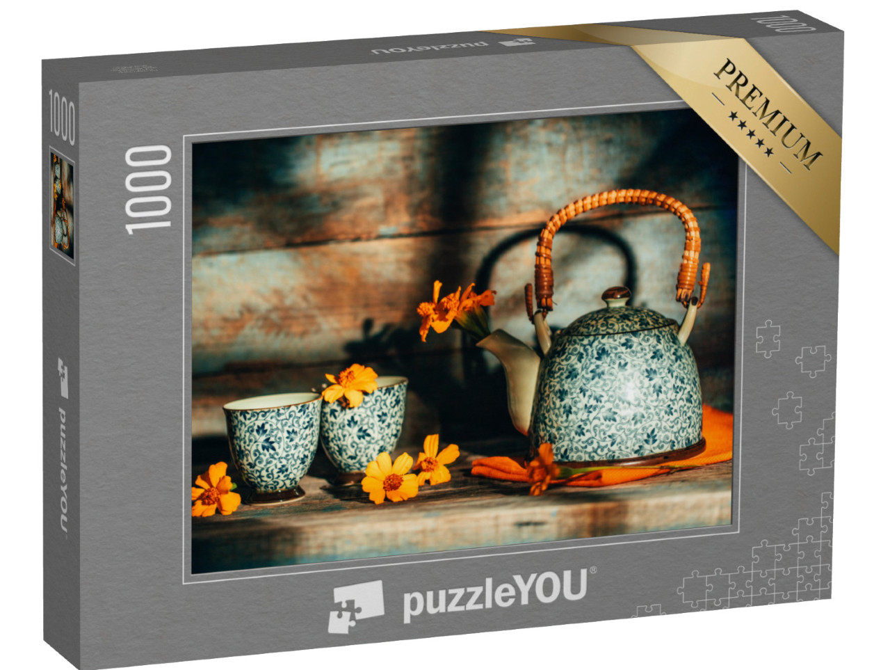 puzzle 1000 dílků „Zátiší s květinami v konvičce“
