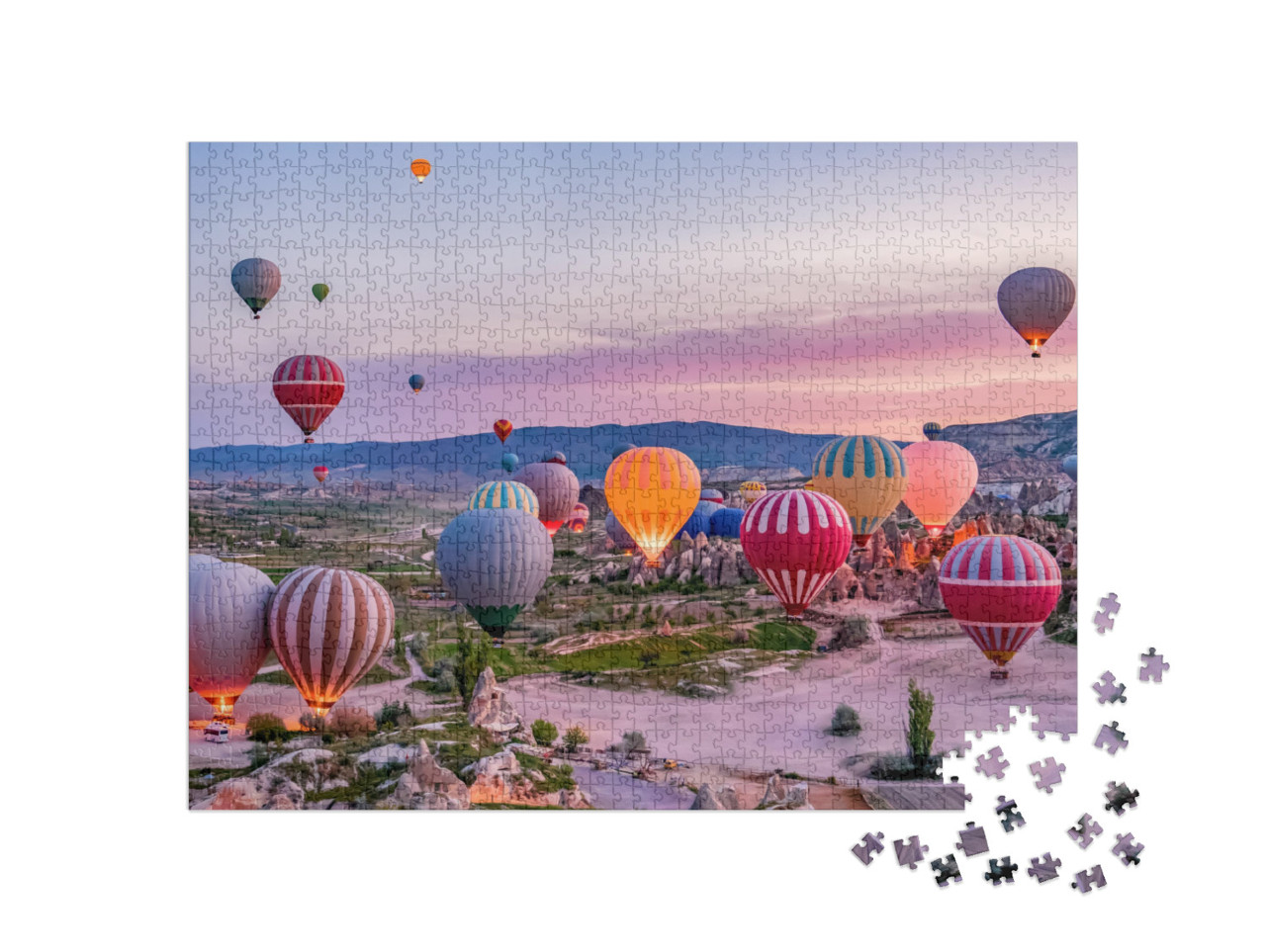 puzzle 1000 dílků „Horkovzdušné balóny v národním parku Goreme, Kappadokie“