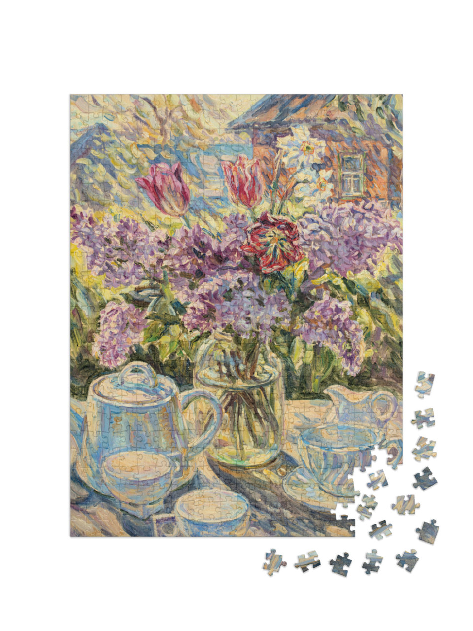 puzzle 500 dílků „Zátiší konferenčního stolku s květinami“