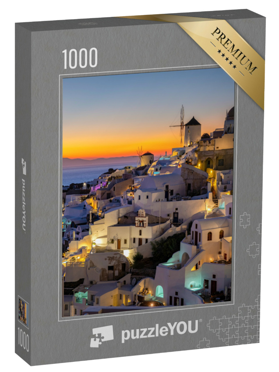 puzzle 1000 dílků „Západ slunce na ostrově Santorini, Řecko“