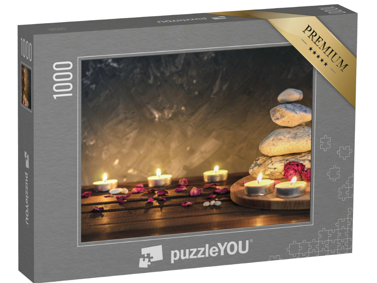 puzzle 1000 dílků „Kameny, svíčky, aromaterapie, sušené květiny“