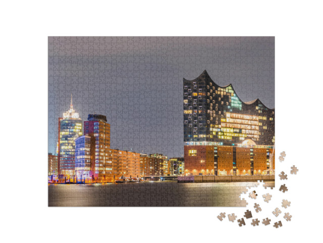 puzzle 1000 dílků „Elbphilharmonie a hamburský přístav v noci“