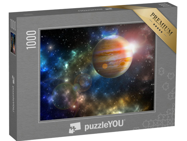 puzzle 1000 dílků „Planeta Jupiter v pestrém vesmíru hvězd“