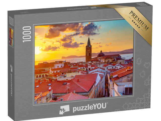 puzzle 1000 dílků „Západ slunce nad městem Alghero, Sardinie“