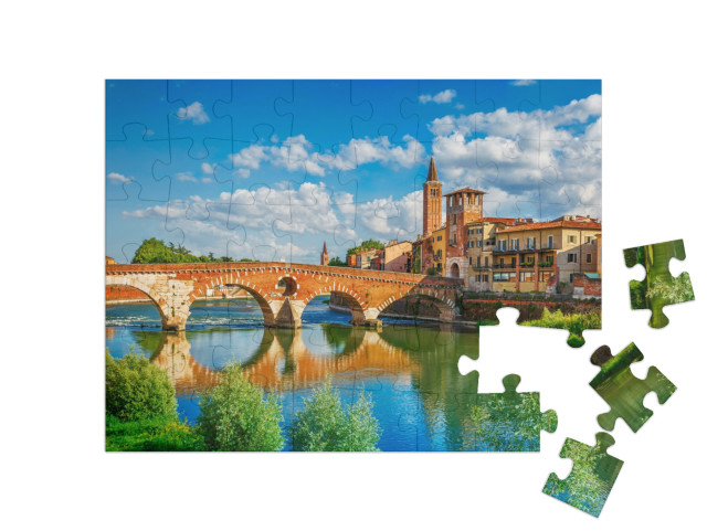 puzzle 48 dílků „Panoramatický pohled na Ponte Pietra, Verona, Itálie“