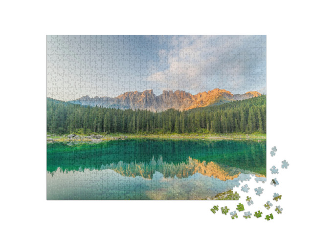 puzzle 1000 dílků „Jezero Carezza v Jižním Tyrolsku, Itálie“