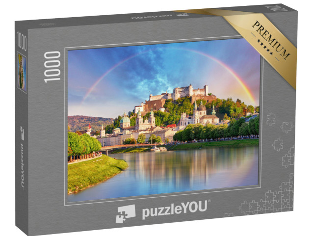 puzzle 1000 dílků „Duha nad hradem Salzburg, Rakousko“