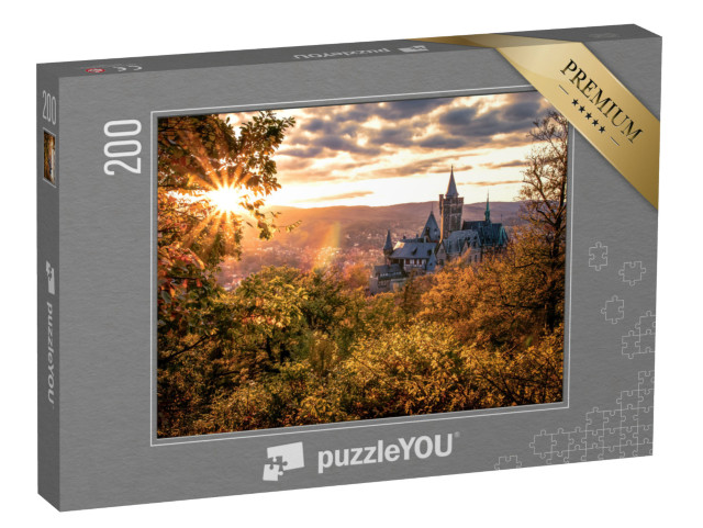 puzzle 200 dílků „Zámek Wernigerode při podzimním západu slunce“