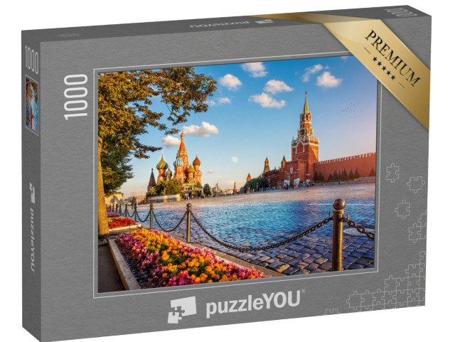 puzzle 1000 dílků „Chrám Vasila Blaženého a Spasská věž na Rudém náměstí v Moskvě“