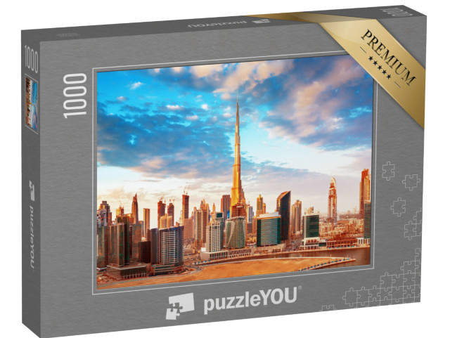 puzzle 1000 dílků „Pohled na panorama Dubaje při západu slunce“