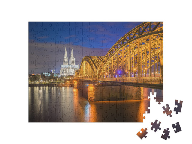 puzzle 200 dílků „Noční pohled na Kolínskou katedrálu v Kolíně nad Rýnem, Německo“