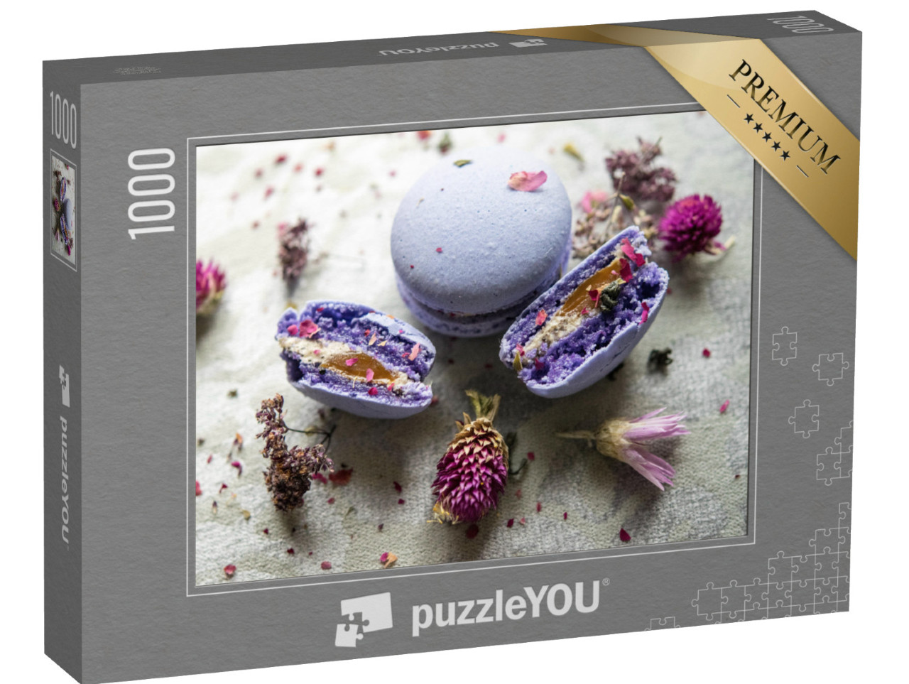 puzzle 1000 dílků „Fialové makronky s divokými květy“