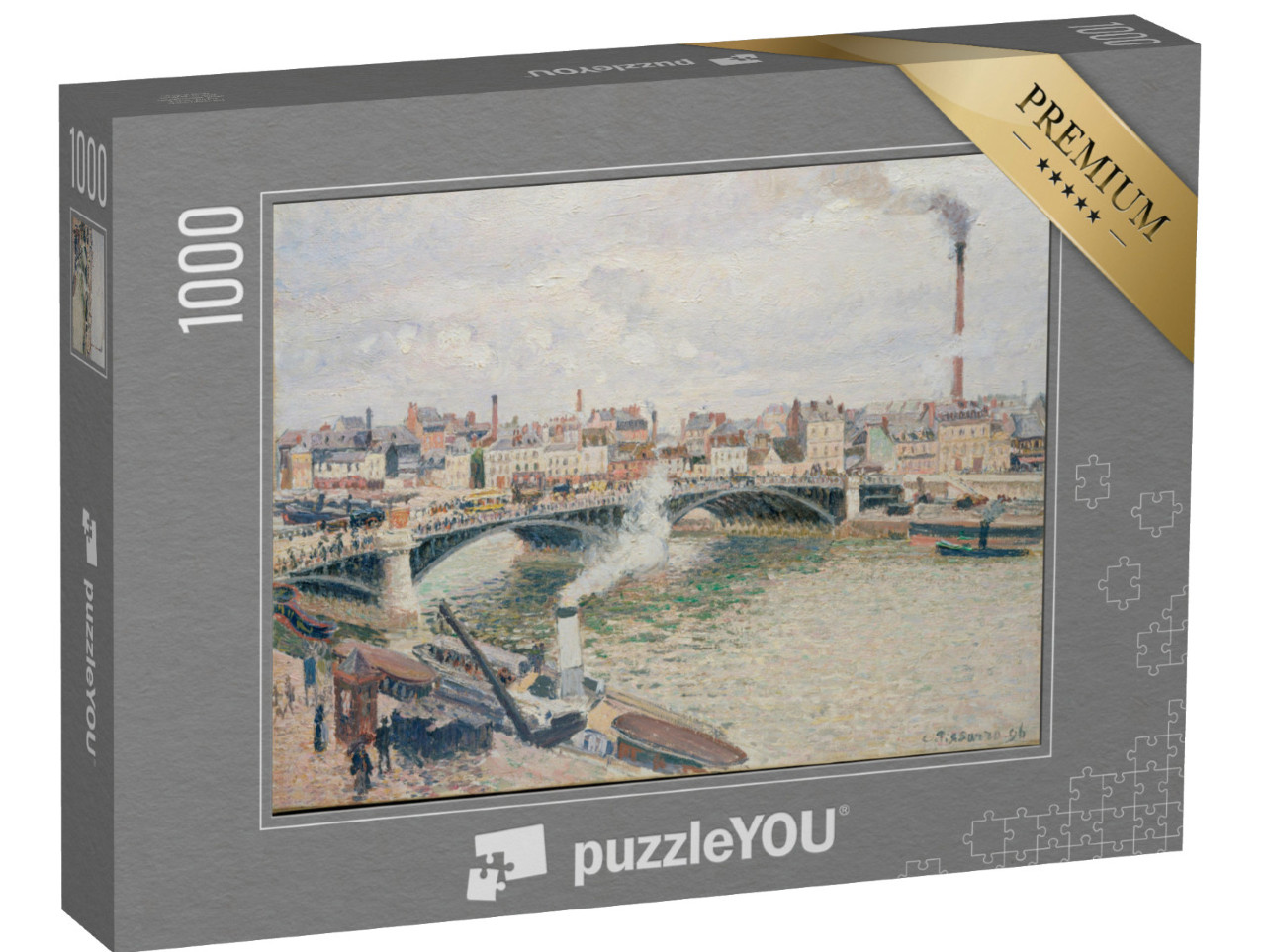 puzzle 1000 dílků „Camille Pissarro - Ráno, zamračený den, Rouen“