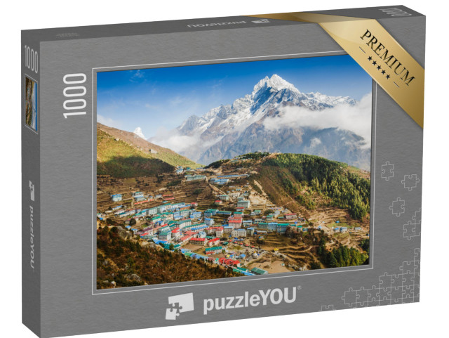 puzzle 1000 dílků „Pohled na horskou vesnici Namche Bazar, Himálaj, Nepál“