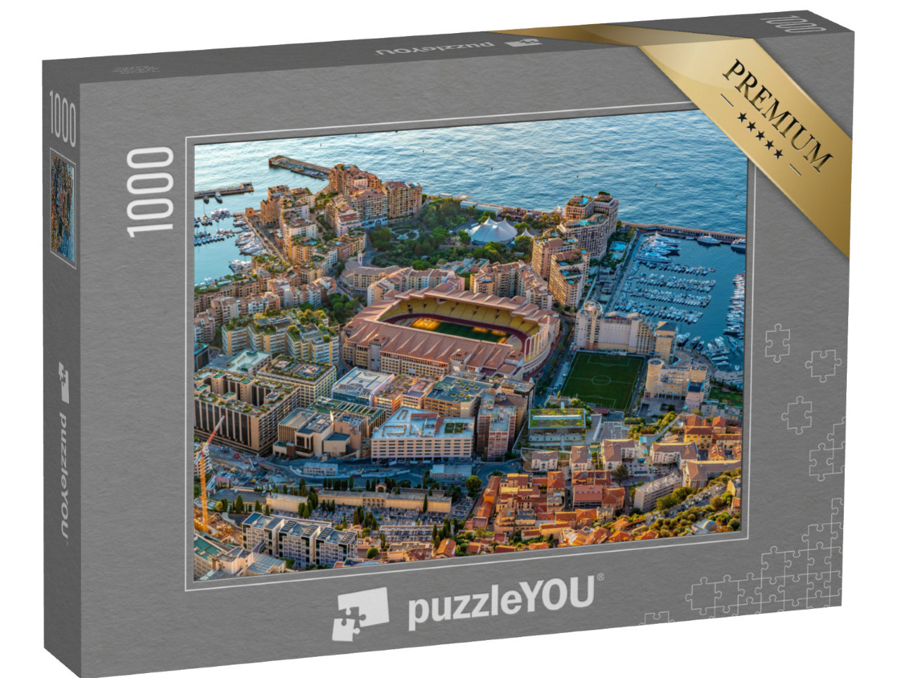 puzzle 1000 dílků „Letecký pohled na stadion v Monaku při východu slunce“