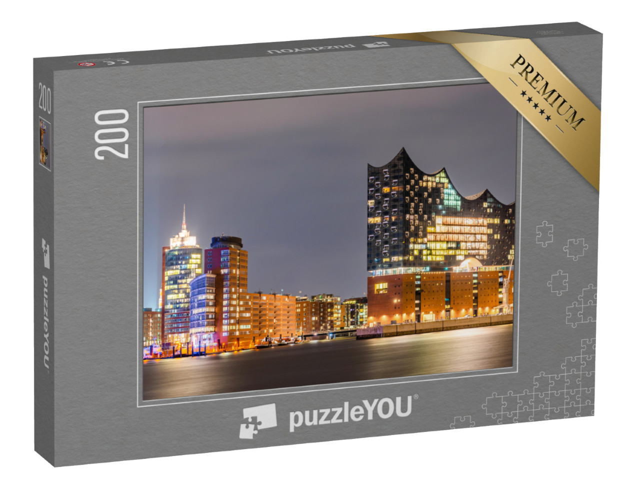 puzzle 200 dílků „Elbphilharmonie a hamburský přístav v noci“