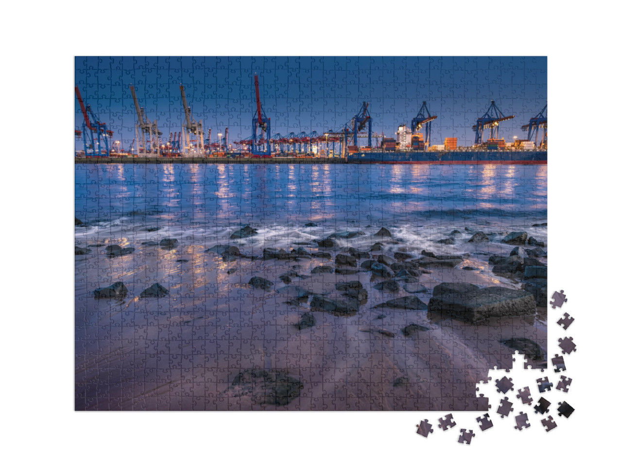 puzzle 1000 dílků XXL „Hamburský přístav v noci“