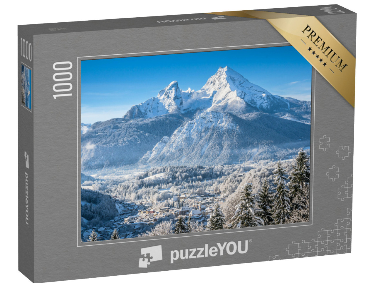 puzzle 1000 dílků „Berchtesgaden a masiv Watzmann v zimě“