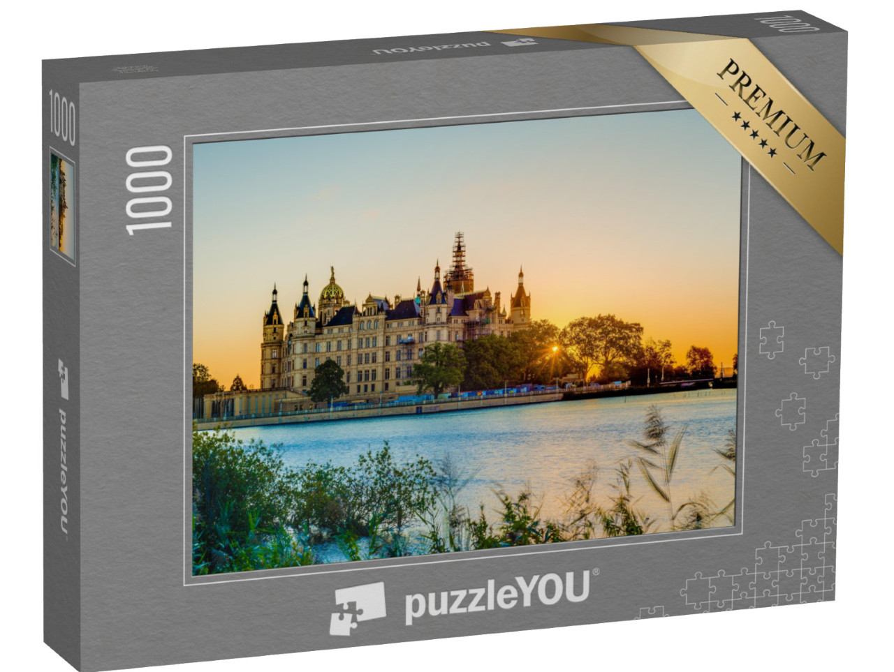 puzzle 1000 dílků „Západ slunce nad zámkem Schwerin“