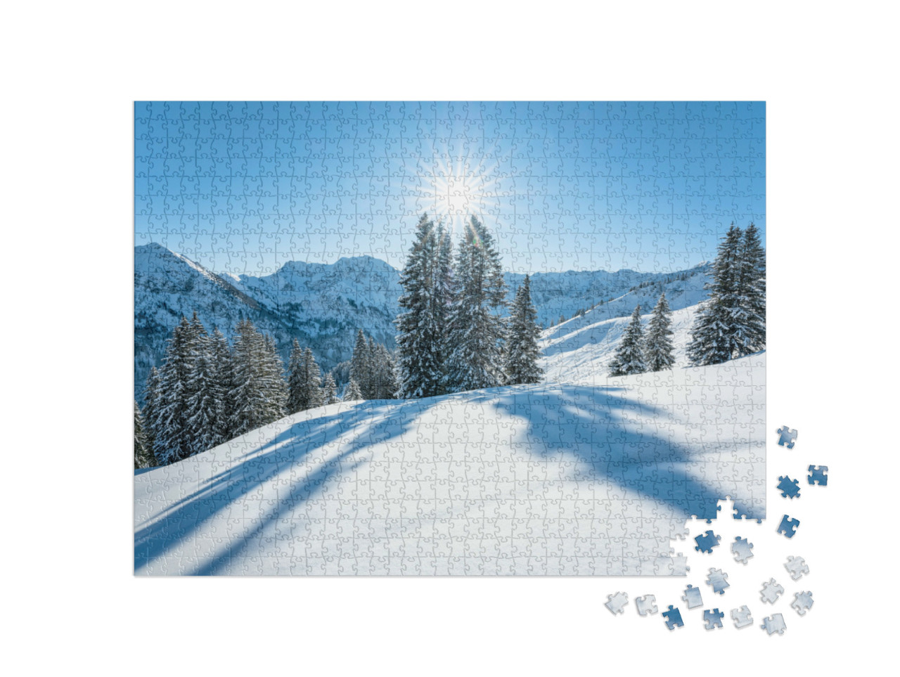 puzzle 1000 dílků „Malebné Allgäu jako zimní krajina divů“