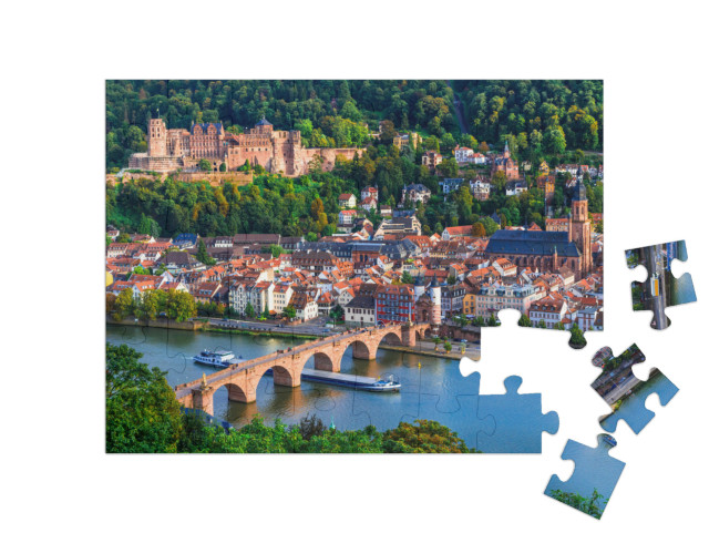 puzzle 48 dílků „Nádherný výhled na Heidelberg na řece Neckar“