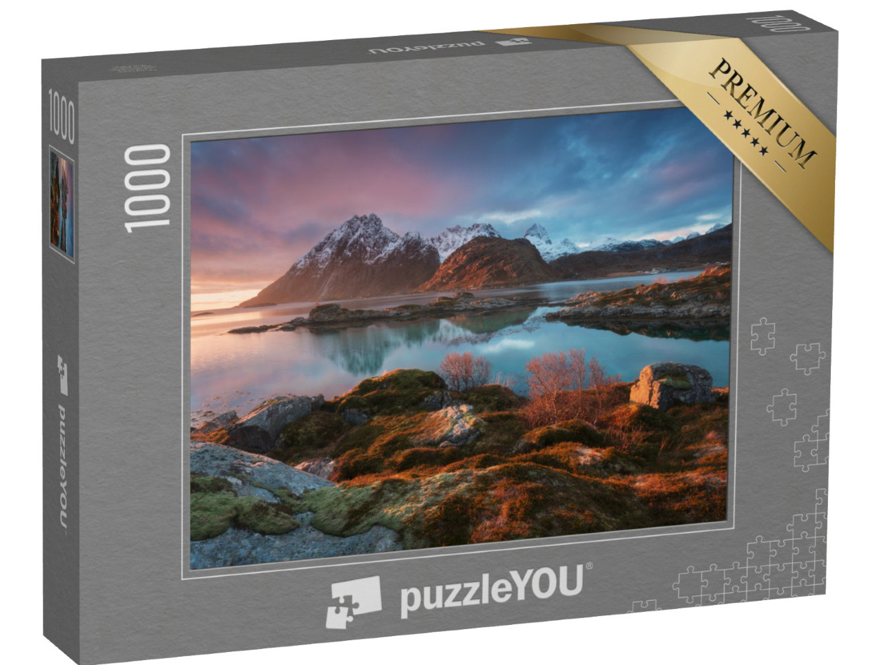 puzzle 1000 dílků „Kouzelný východ slunce na Lofotských ostrovech, Norsko“