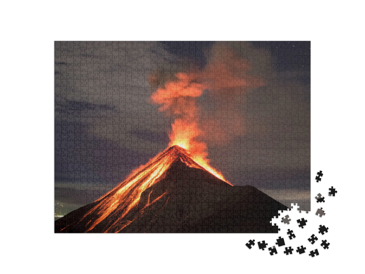 puzzle 1000 dílků „Láva na sopce Fuego v Antigue, Guatemala“