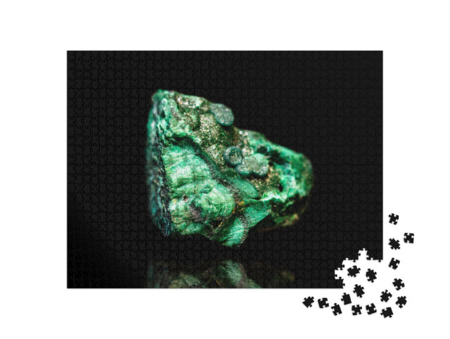 puzzle 1000 dílků „Zelený surový malachit: minerální kámen“