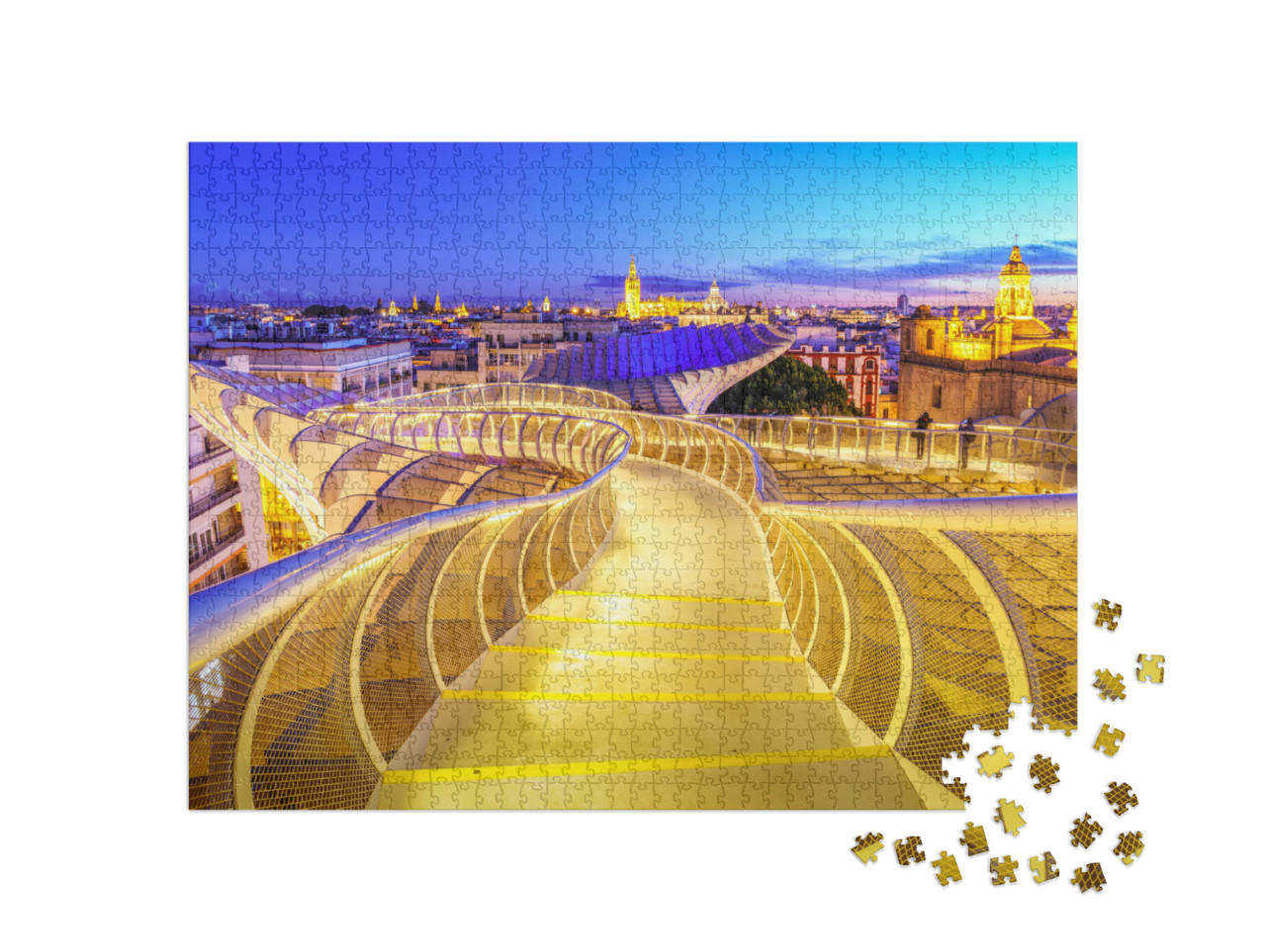 puzzle 1000 dílků „Space Metropol Parasol nad střechami Sevilly, Španělsko“