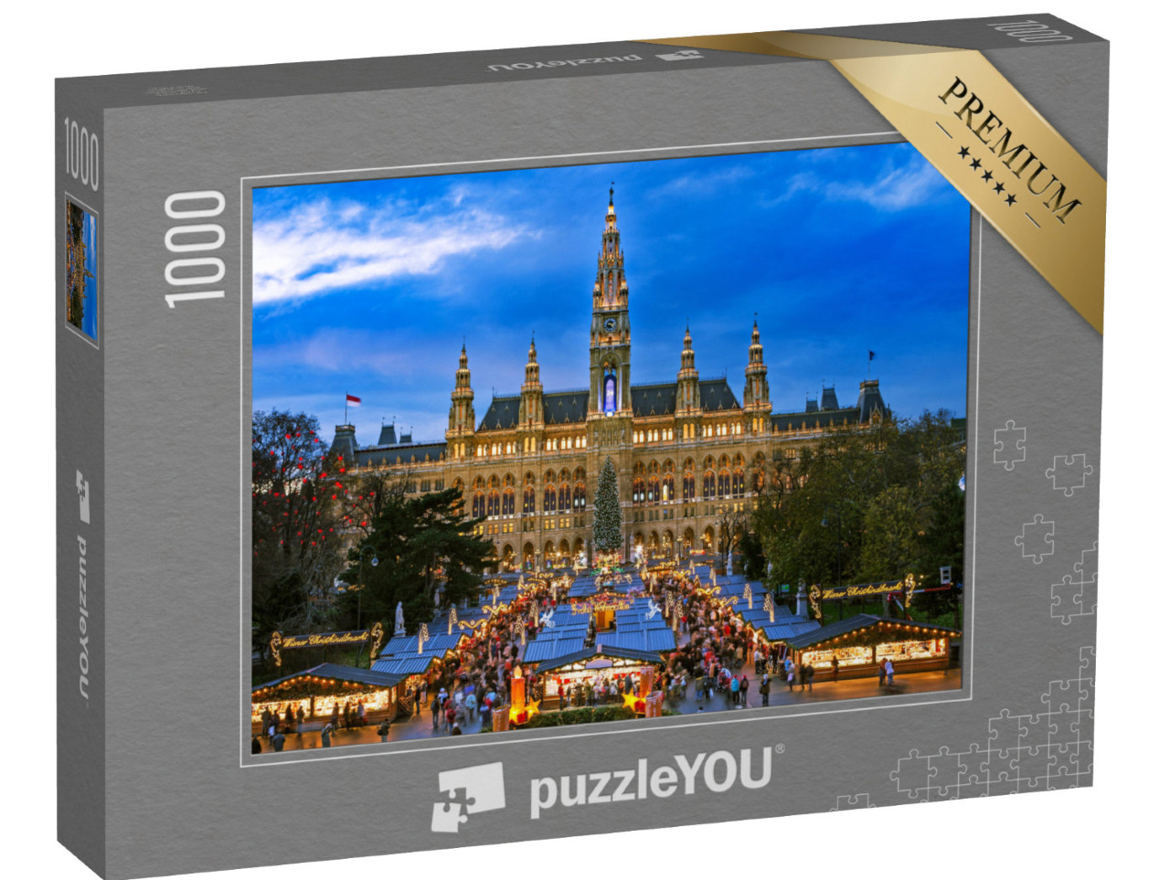 puzzle 1000 dílků „Vánoční trh ve Vídni, zimní motivy“