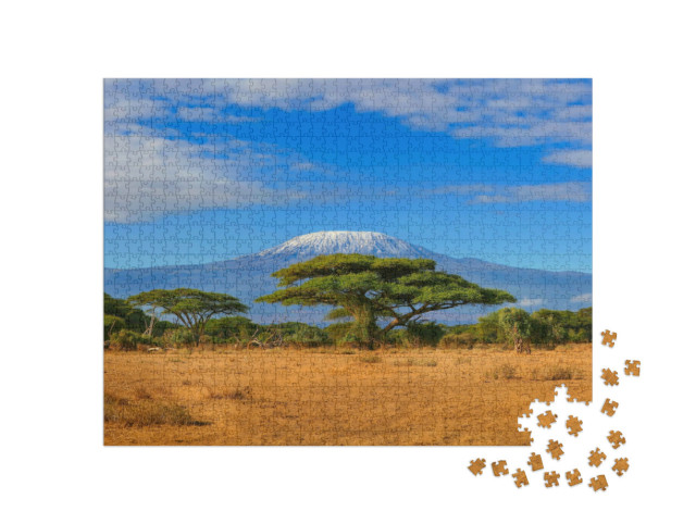 puzzle 1000 dílků „Kilimandžáro jako cíl safari v Keni, Afrika“