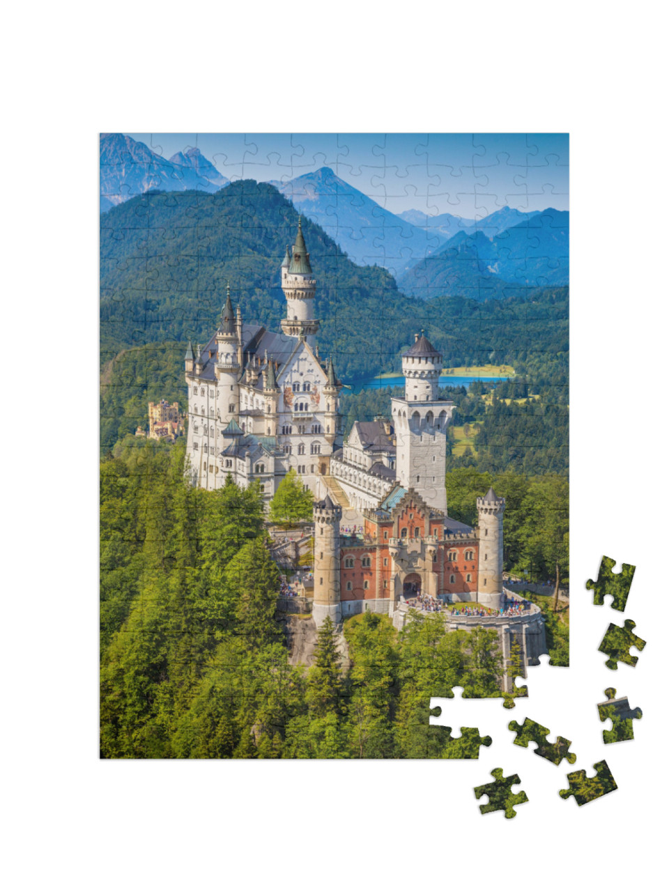 puzzle 200 dílků „Zámek Neuschwanstein, který nechal v 19. století postavit král Ludvík II.“